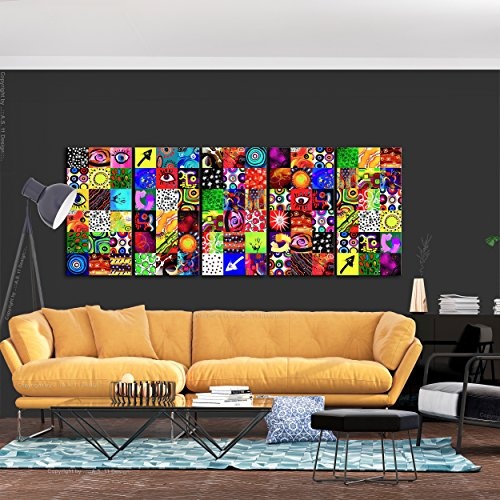decomonkey Bilder Abstrakt 200x80 cm 5 Teilig Leinwandbilder Bild auf Leinwand Vlies Wandbild Kunstdruck Wanddeko Wand Wohnzimmer Wanddekoration Deko modern bunt Abstrakt Kunst