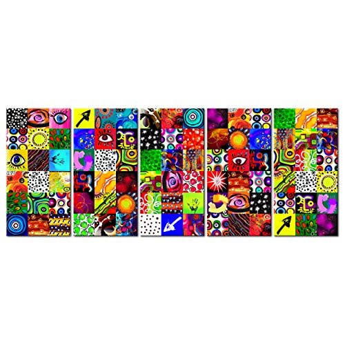 decomonkey Bilder Abstrakt 200x80 cm 5 Teilig Leinwandbilder Bild auf Leinwand Vlies Wandbild Kunstdruck Wanddeko Wand Wohnzimmer Wanddekoration Deko modern bunt Abstrakt Kunst