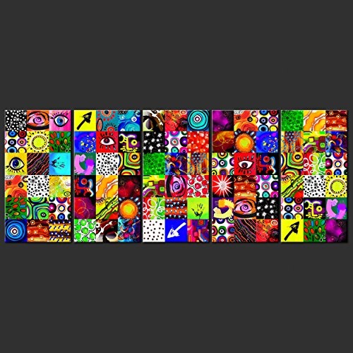 decomonkey Bilder Abstrakt 200x80 cm 5 Teilig Leinwandbilder Bild auf Leinwand Vlies Wandbild Kunstdruck Wanddeko Wand Wohnzimmer Wanddekoration Deko modern bunt Abstrakt Kunst