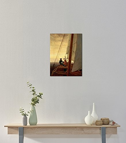 Leinwandbild Caspar David Friedrich Auf dem Segler - 50x60cm hochkant - Wandbild Alte Meister Kunstdruck Bild auf Leinwand Berühmte Gemälde