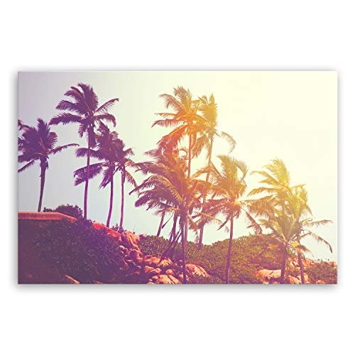 ge Bildet® hochwertiges Leinwandbild XXL - Retro photo of tropical beach - Indien - 120 x 80 cm einteilig 1064
