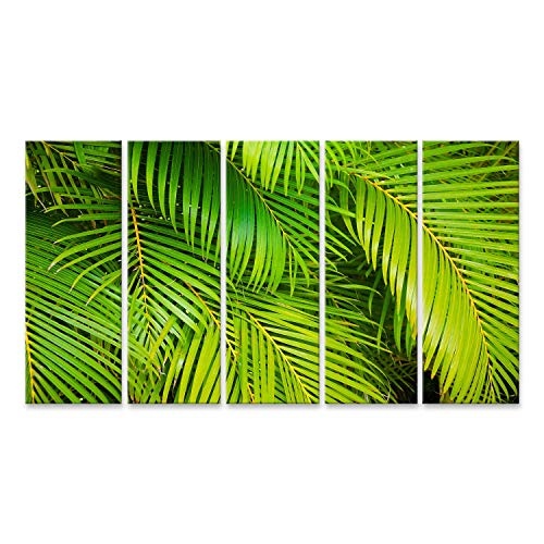 Bild Bilder auf Leinwand Hintergrund aus grünen Blättern der Palme Wandbild, Poster, Leinwandbild PYJ