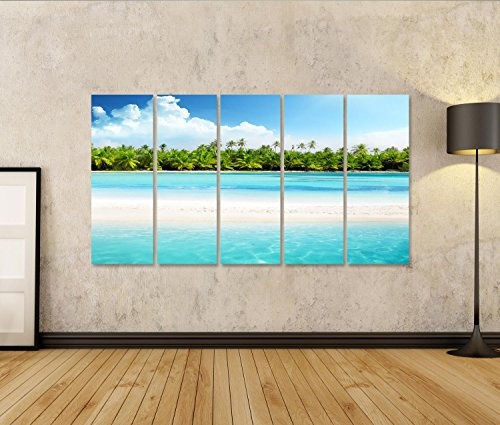 islandburner Bild auf Leinwand Palmen und Strand Wandbild, Poster, Leinwandbild FHY