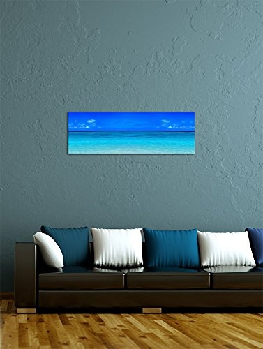 Keilrahmenbild - Sandstrand - Bild auf Leinwand 120 x 40 cm - Leinwandbilder - Bilder als Leinwanddruck - Urlaub, Sonne & Meer - Südsee - türkisblaues Wasser