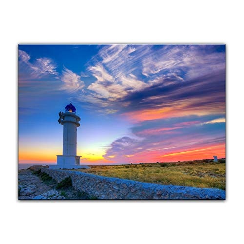 Keilrahmenbild Leuchtturm auf Formentera - Bild auf Leinwand - 120x90 cm LeinKeilrahmenbilder Urlaub, Sonne & Meer Spanien - Cap de Barbariar