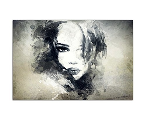 120x80cm - WANDBILD Handmalerei Gesicht Frau Mädchen abstrakt - Leinwandbild auf Keilrahmen modern stilvoll - Bilder und Dekoration