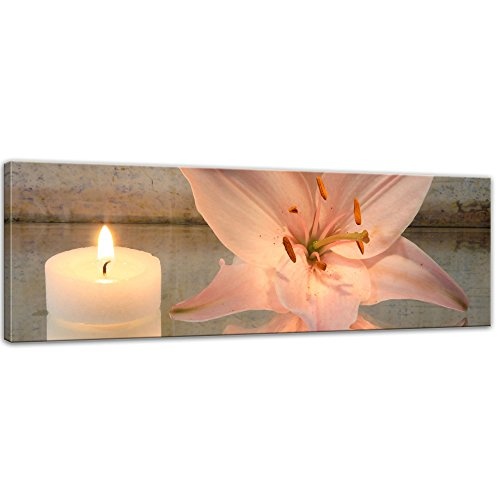 Keilrahmenbild - Lilie und Kerze - Bild auf Leinwand -...