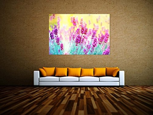 kunst-discounter Bild Leinwandbilder Canvas Farbvolle Lavendel Blumen A05409 30 x 20 cm