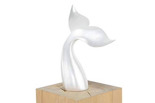 KunstLoft® Skulptur White Diver 38x19x41cm | Moderne Kunststein-Figur | Flosse Fisch Deko Weiß | Statue als Unikat - Handgefertigtes Kunstwerk | Schöne Wohnzimmer-Dekoration