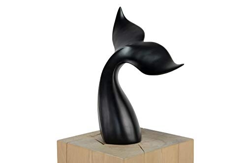 KunstLoft® Skulptur Into Freedom 38x19x41cm | Moderne Kunststein-Figur | Flosse Fisch Deko Schwarz | Statue als Unikat - Handgefertigtes Kunstwerk | Schöne Wohnzimmer-Dekoration