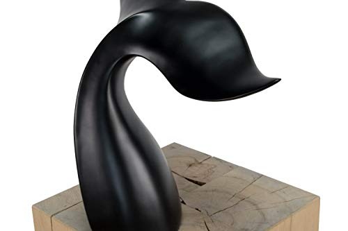 KunstLoft® Skulptur Into Freedom 38x19x41cm | Moderne Kunststein-Figur | Flosse Fisch Deko Schwarz | Statue als Unikat - Handgefertigtes Kunstwerk | Schöne Wohnzimmer-Dekoration