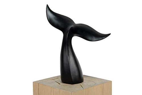 KunstLoft® Skulptur Into Freedom 38x19x41cm | Moderne Kunststein-Figur | Flosse Fisch Deko Schwarz | Statue als Unikat - Handgefertigtes Kunstwerk | Schöne Wohnzimmer-Dekoration