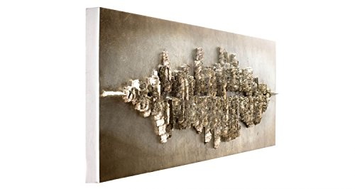 Extravagantes KunstLoft® Holz Wandbild Frequency 1000 150x50x7,5cm | Handgefertigte XXL Luxus Wandskulptur | Bild auf Holz Unikat | Abstrakt Deko Braun Beige | Holzbild modern