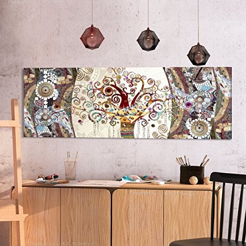 decomonkey Bilder Gustav Klimt Abstrakt 120x40 cm 1 Teilig Leinwandbilder Bild auf Leinwand Vlies Wandbild Kunstdruck Wanddeko Wand Wohnzimmer Wanddekoration Deko Baum