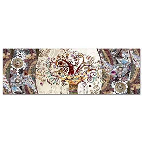 decomonkey Bilder Gustav Klimt Abstrakt 120x40 cm 1 Teilig Leinwandbilder Bild auf Leinwand Vlies Wandbild Kunstdruck Wanddeko Wand Wohnzimmer Wanddekoration Deko Baum