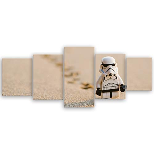 ge Bildet® hochwertiges Leinwandbild XXL - Stormtrooper IV Walking - 200 x 80 cm mehrteilig (5 teilig)