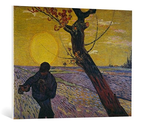 kunst für alle Leinwandbild: Vincent Van Gogh Sämann bei untergehender Sonne - hochwertiger Druck, Leinwand auf Keilrahmen, Bild fertig zum Aufhängen, 95x75 cm