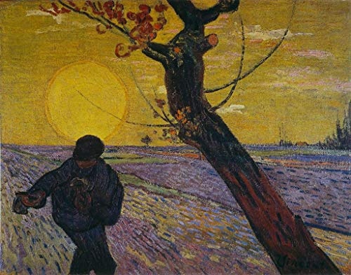 kunst für alle Leinwandbild: Vincent Van Gogh Sämann bei untergehender Sonne - hochwertiger Druck, Leinwand auf Keilrahmen, Bild fertig zum Aufhängen, 95x75 cm