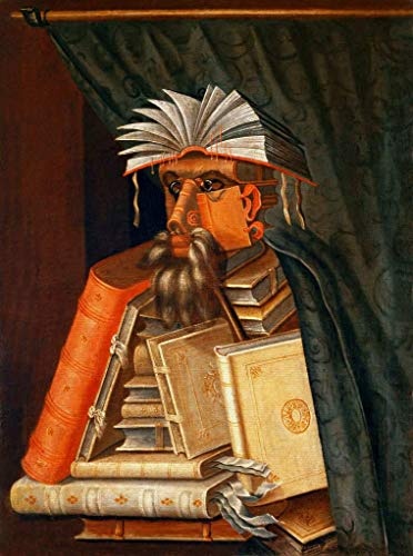 kunst für alle Leinwandbild: Giuseppe Arcimboldo Der Bibliothekar - hochwertiger Druck, Leinwand auf Keilrahmen, Bild fertig zum Aufhängen, 50x65 cm