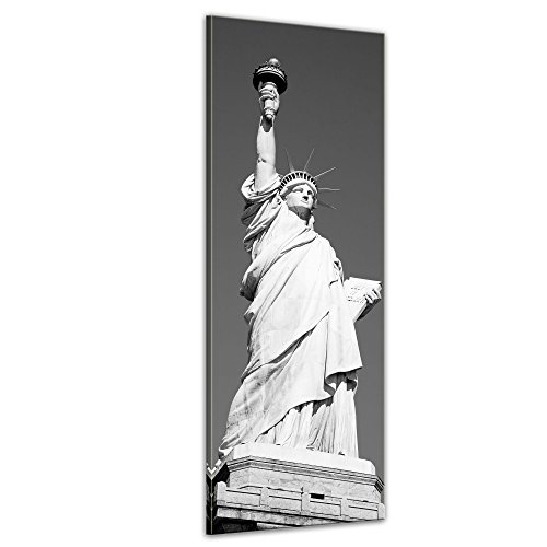 Keilrahmenbild - Statue of Liberty - New York USA - Bild auf Leinwand - 40 x 120 cm - Leinwandbilder - Bilder als Leinwanddruck - Städte & Kulturen - Amerika - USA - Freiheitsstatue in schwarz weiß