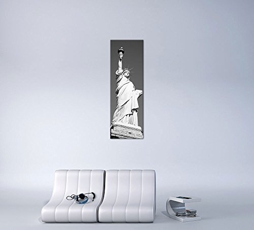 Keilrahmenbild - Statue of Liberty - New York USA - Bild auf Leinwand - 40 x 120 cm - Leinwandbilder - Bilder als Leinwanddruck - Städte & Kulturen - Amerika - USA - Freiheitsstatue in schwarz weiß