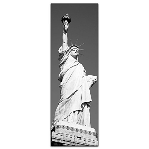 Keilrahmenbild - Statue of Liberty - New York USA - Bild auf Leinwand - 40 x 120 cm - Leinwandbilder - Bilder als Leinwanddruck - Städte & Kulturen - Amerika - USA - Freiheitsstatue in schwarz weiß