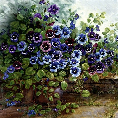 Artland Qualitätsbilder I Bild auf Leinwand Leinwandbilder Wandbilder 30 x 30 cm Botanik Blumen Stiefmütterchen Malerei Blau A6EU Stiefmütterchen II