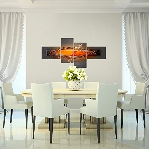Bilder abstrakt Wandbild 160 x 80 cm Vlies - Leinwand Bild XXL Format Wandbilder Wohnzimmer Wohnung Deko Kunstdrucke Orang 4 Teilig - Made IN Germany - Fertig zum Aufhängen 103345a