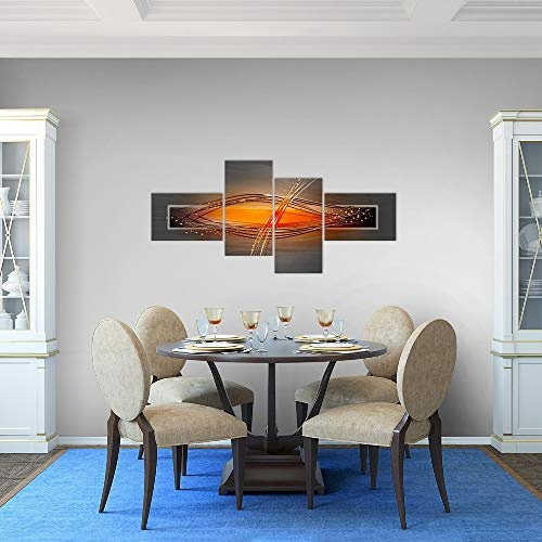 Bilder abstrakt Wandbild 160 x 80 cm Vlies - Leinwand Bild XXL Format Wandbilder Wohnzimmer Wohnung Deko Kunstdrucke Orang 4 Teilig - Made IN Germany - Fertig zum Aufhängen 103345a