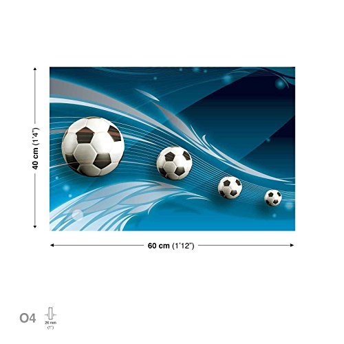 TapetoKids Leinwandbild Fussball in Bewegung blau - M - 60 x 40 cm - Komplettpaket! - fertig gerahmt und inklusive Aufhängung - hochwertige 230g/m² Leinwand auf Keilrahmen - kinderleichte Anbringung
