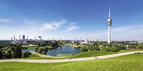Artland Qualitätsbilder I Bild auf Leinwand Leinwandbilder Wandbilder 40 x 20 cm Landschaften Europa Deutschland Foto Blau B8AO München Olympiapark