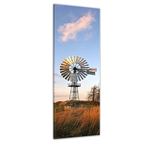 Keilrahmenbild - Windrad - Bild auf Leinwand - 40 x 120 cm - Leinwandbilder - Bilder als Leinwanddruck - Landschaften - USA - Texasrad - amerikanisches Windrad