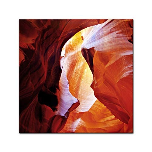 Keilrahmenbild - Antelope Canyon III - Bild auf Leinwand - 80 x 80 cm - Leinwandbilder - Bilder als Leinwanddruck - Landschaften - Amerika - USA - rot orange - Colorado Plateau