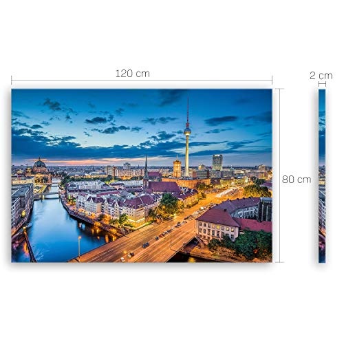 ge Bildet® hochwertiges Leinwandbild XXL - Berlin Skyline - Deutschland - 120 x 80 cm einteilig 2211 A