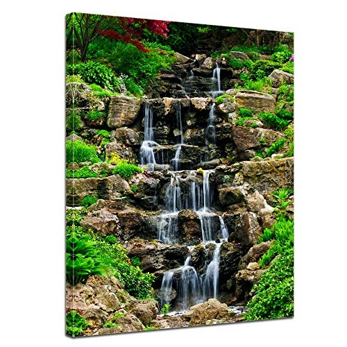 Keilrahmenbild - Wasserfall II - Bild auf Leinwand - 90 x...
