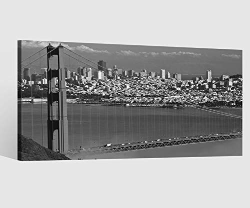 Leinwandbild schwarz weiß Golden Gate Bridge - San Francisco Skyline Leinwand Bild Bilder Wandbild Holz Leinwandbilder Kunstdruck vom Hersteller 9AB947, Leinwand Größe 1:40x20cm