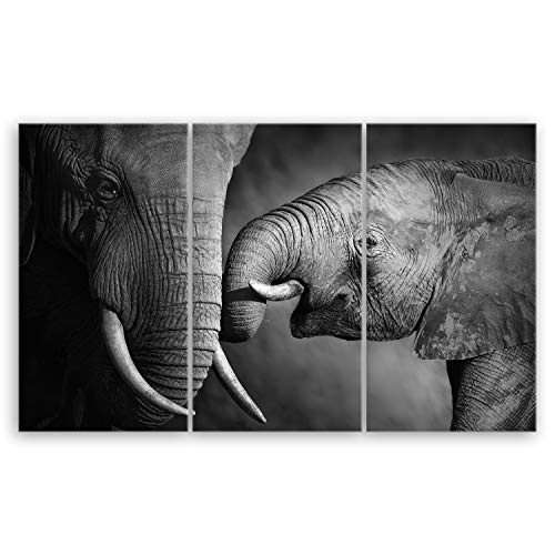 ge Bildet® hochwertiges Leinwandbild XXL - Elefanten...