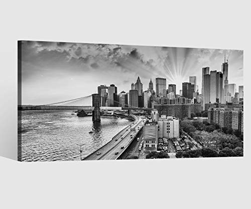 Leinwandbild schwarz weiß Skyline Manhattan New York City Kat15 USA Leinwand Bild Bilder Wandbild Holz Leinwandbilder Kunstdruck vom Hersteller 9AB1020, Leinwand Größe 1:40x20cm