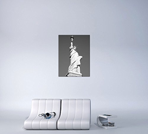 Wandbild - Statue of Liberty - New York USA - Bild auf Leinwand - 60 x 80 cm - Leinwandbilder - Bilder als Leinwanddruck - Städte & Kulturen - Amerika - USA - Freiheitsstatue in schwarz weiß