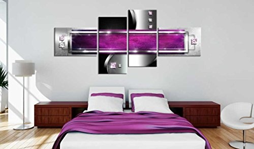 murando - Bilder Abstrakt 200x90 cm - Vlies Leinwandbild - 4 TLG - Kunstdruck - modern - Wandbilder XXL - Wanddekoration - Design - Wand Bild - schwarz grau lila Diamant a-A-0058-b-k