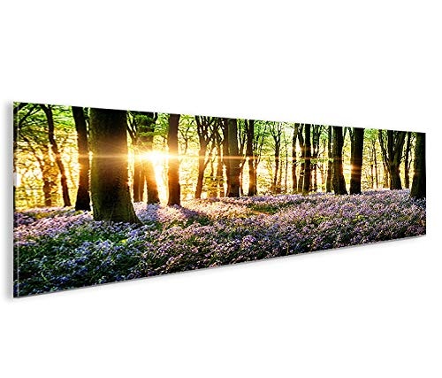 islandburner Bild Bilder auf Leinwand Lavendel im Wald Panorama XXL Poster Leinwandbild Wandbild Dekoartikel Wohnzimmer Marke