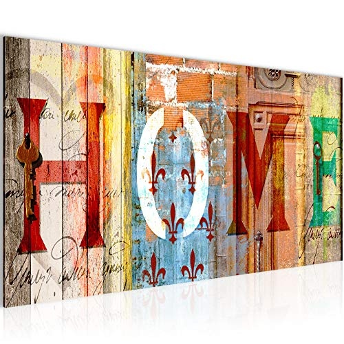 Bilder Home Haus Wandbild Vlies - Leinwand Bild XXL Format Wandbilder Wohnzimmer Wohnung Deko Kunstdrucke Rot 1 Teilig - MADE IN GERMANY - Fertig zum Aufhängen 502812a
