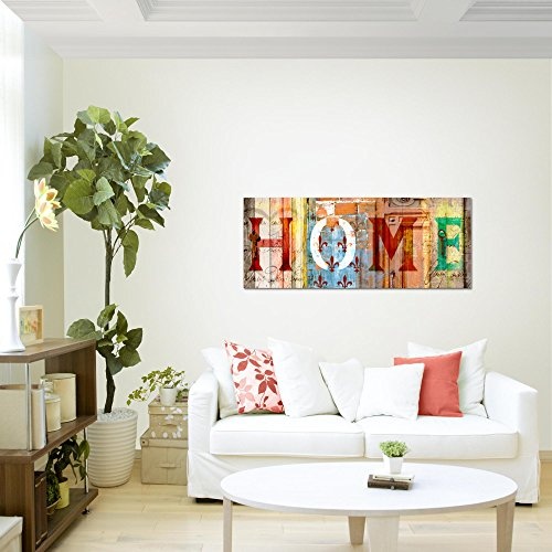 Bilder Home Haus Wandbild Vlies - Leinwand Bild XXL Format Wandbilder Wohnzimmer Wohnung Deko Kunstdrucke Rot 1 Teilig - MADE IN GERMANY - Fertig zum Aufhängen 502812a