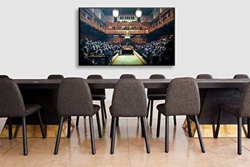 Kunstbruder Kunstdruck auf Leinwand/Banksy Graffiti - Monkey Parliament - Bild fertig auf Keilrahmen/Wandbild Dekoration Leinwand Wohnzimmerbild Bürobild (50x80cm)