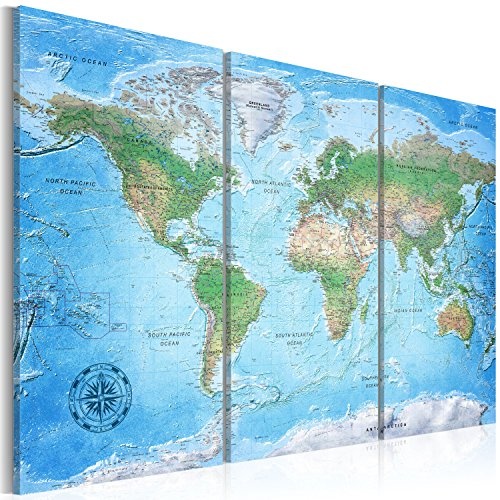 murando - Weltkarte Pinnwand 135x90 cm - Bilder mit Kork Rückwand - Vlies Leinwandbild - Korktafel - Fertig Aufgespannt - Wandbilder XXL - Kunstdrucke - Kontinent Landkarte k-A-0127-p-e