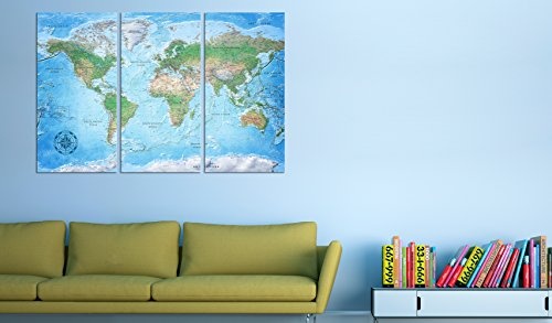 murando - Weltkarte Pinnwand 135x90 cm - Bilder mit Kork Rückwand - Vlies Leinwandbild - Korktafel - Fertig Aufgespannt - Wandbilder XXL - Kunstdrucke - Kontinent Landkarte k-A-0127-p-e