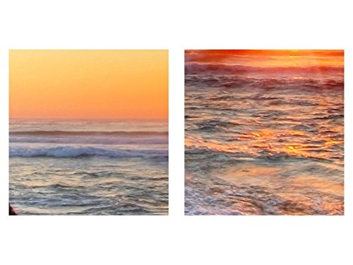 Bilder Sonnenaufgang Strand Wandbild 200 x 100 cm Vlies - Leinwand Bild XXL Format Wandbilder Wohnzimmer Wohnung Deko Kunstdrucke Orang 5 Teilig - MADE IN GERMANY - Fertig zum Aufhängen 609551a