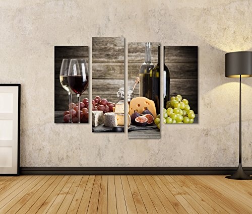islandburner Bild Bilder auf Leinwand Wein und Käse Stillleben Wandbild, Poster, Leinwandbild EYD-2