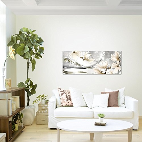 Bilder Blumen Magnolien Wandbild 100 x 40 cm Vlies -...