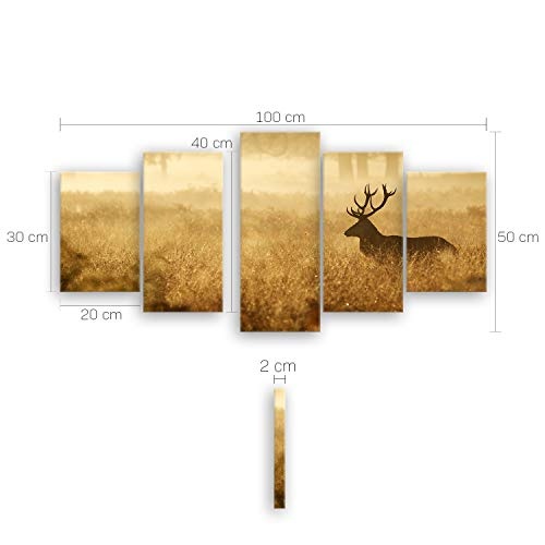 ge Bildet® hochwertiges Leinwandbild - Hirsch in der Natur - 100 x 70 cm einteilig 1259
